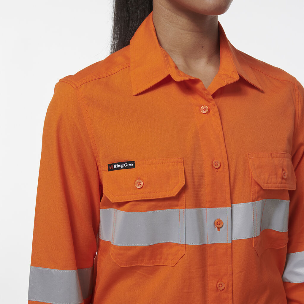 KingGee K44231 Women's Workcool Vented Reflective Shirt-Orange