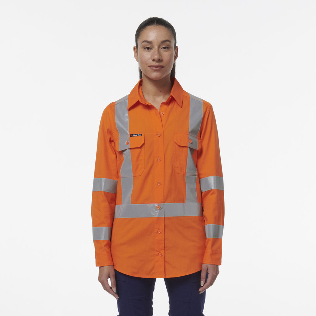 KingGee K44233 Women's Workcool Vented X Back Shirt-Orange