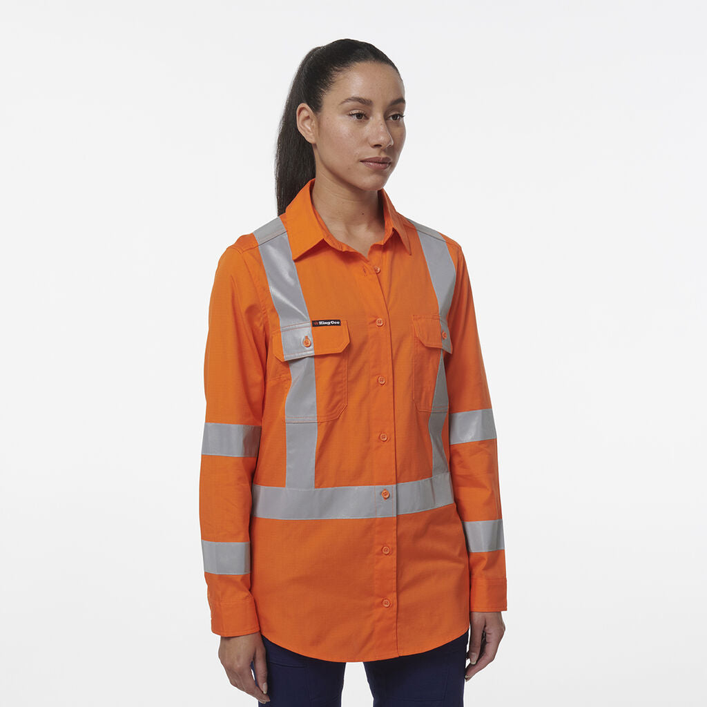 KingGee K44233 Women's Workcool Vented X Back Shirt-Orange