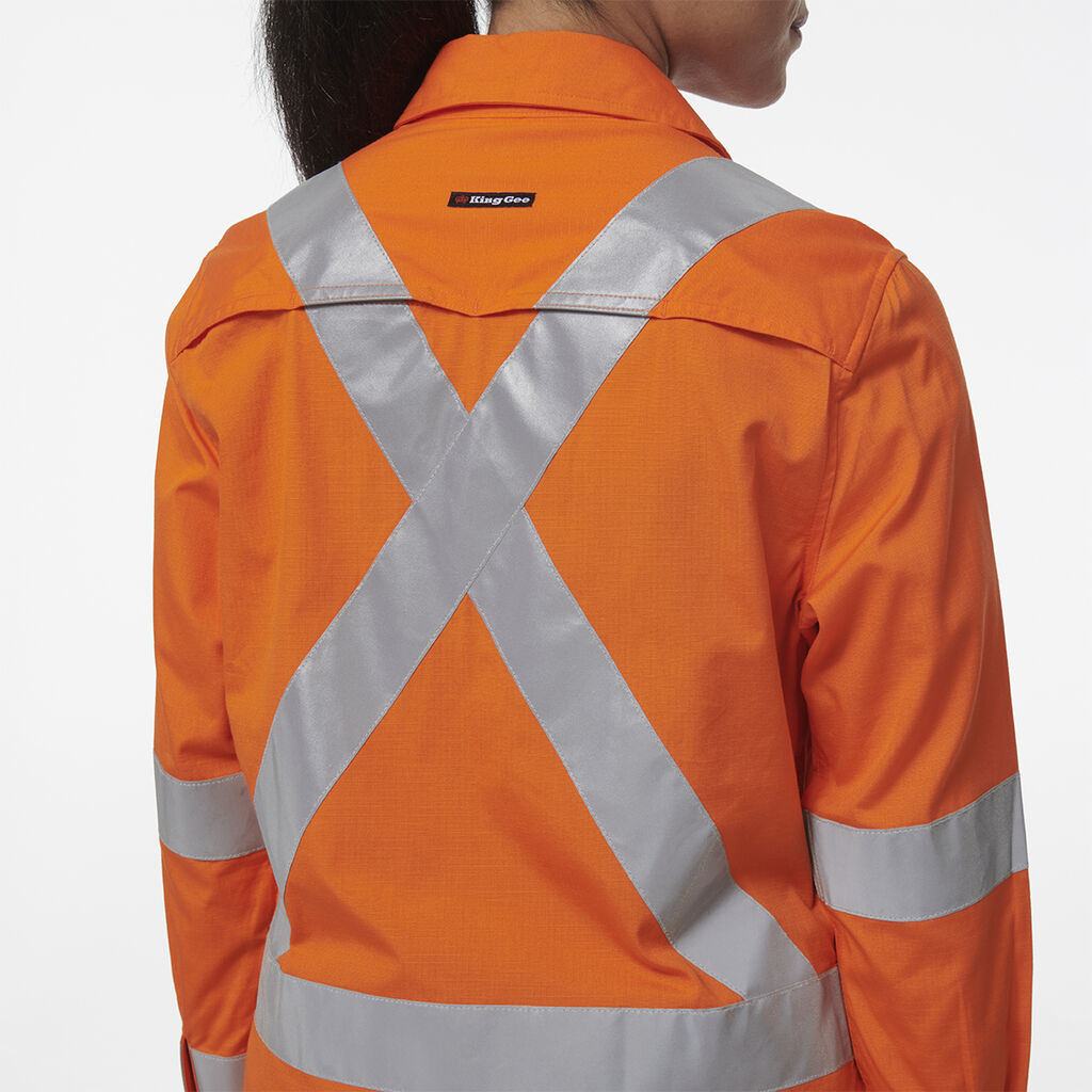 KingGee K44233 Women's Workcool Vented X Back Shirt-Orange