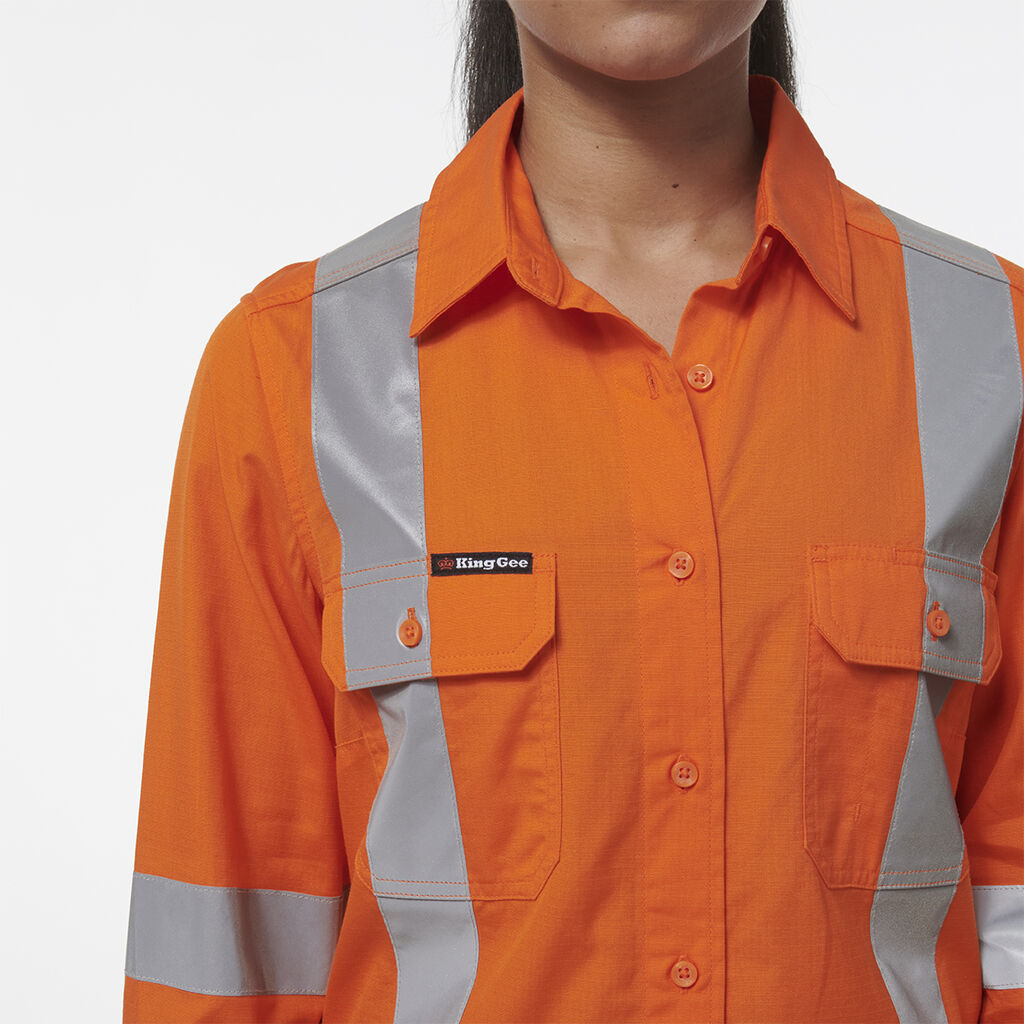KingGee K44233 Women's Workcool Vented X Back Shirt-Orange