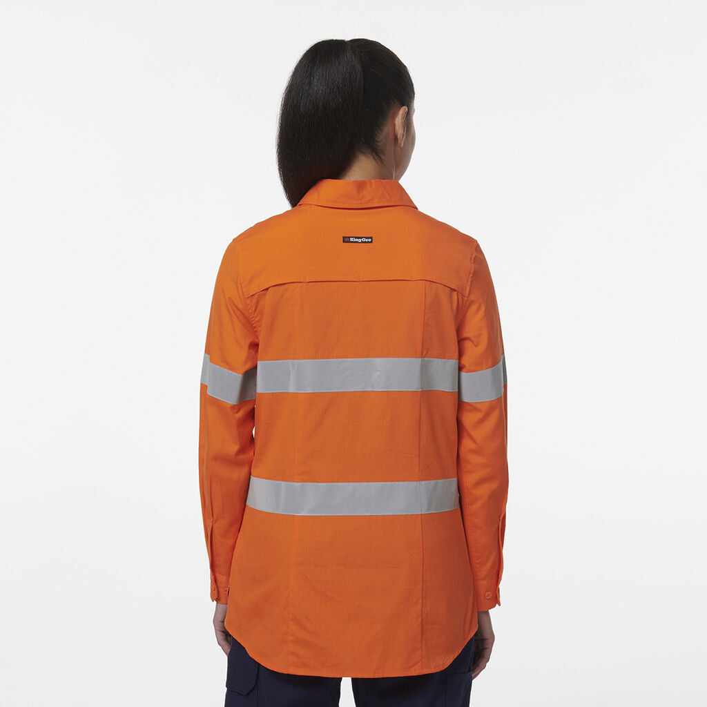 KingGee K44235 Women's Workcool Maternity Reflective Shirt-Orange