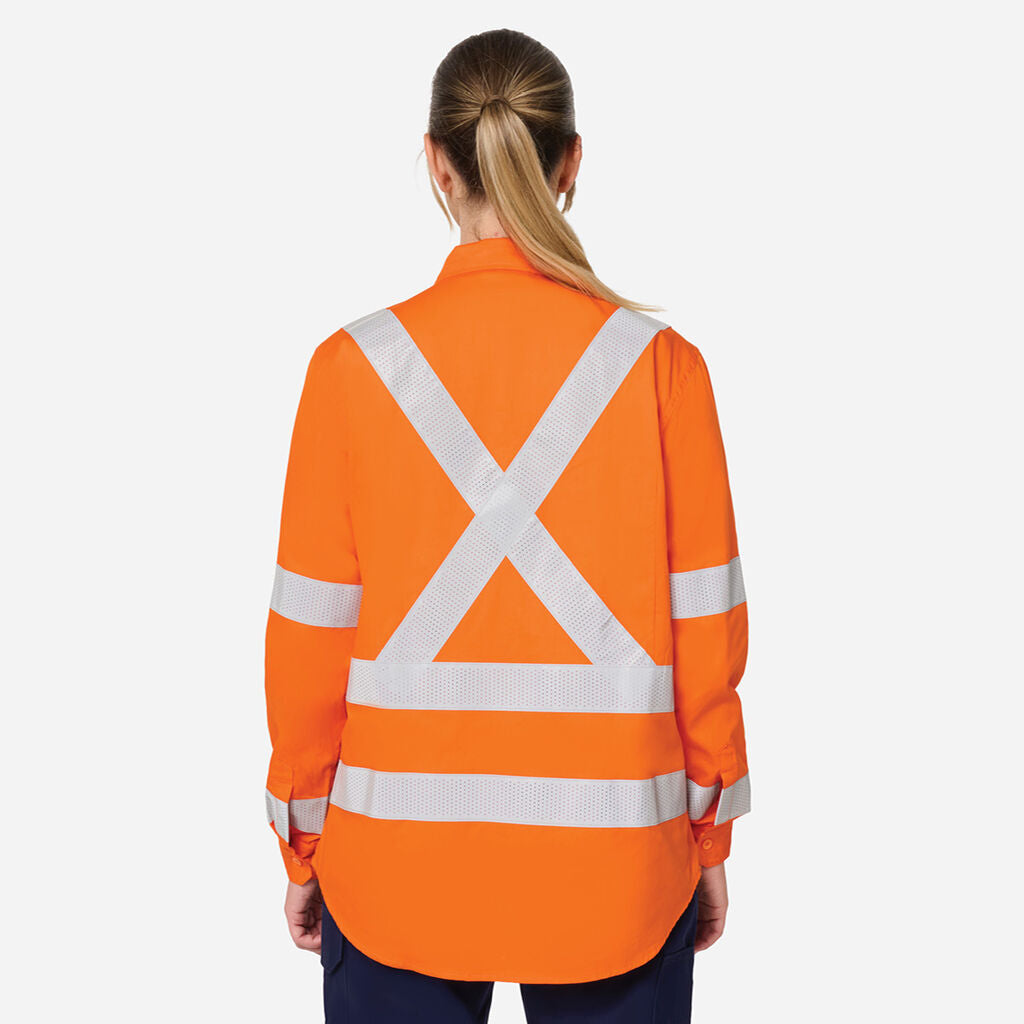 KingGee K44254 Women's Originals Vented NSW Rail Shirt- Orange