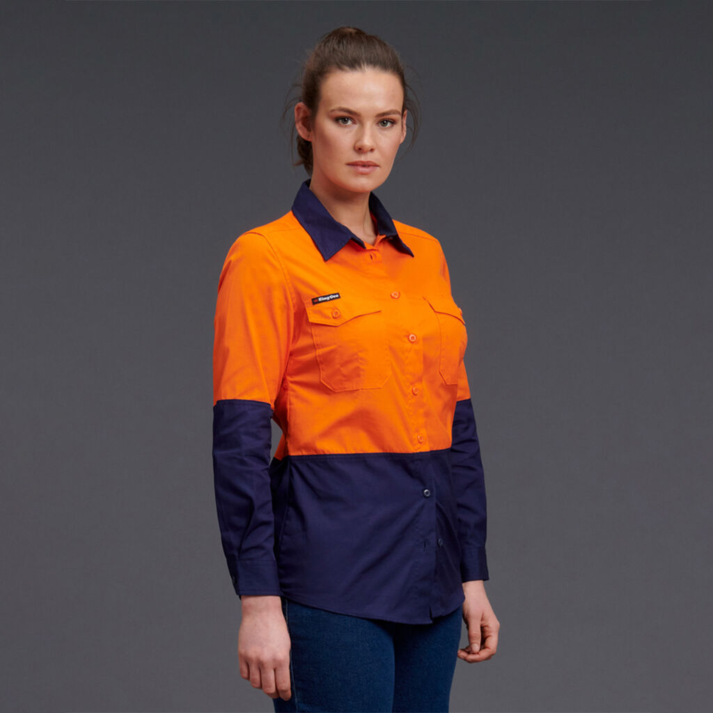 KingGee K44543 Ladies Workcool 2 Hi-vis Spliced Shirt L/S