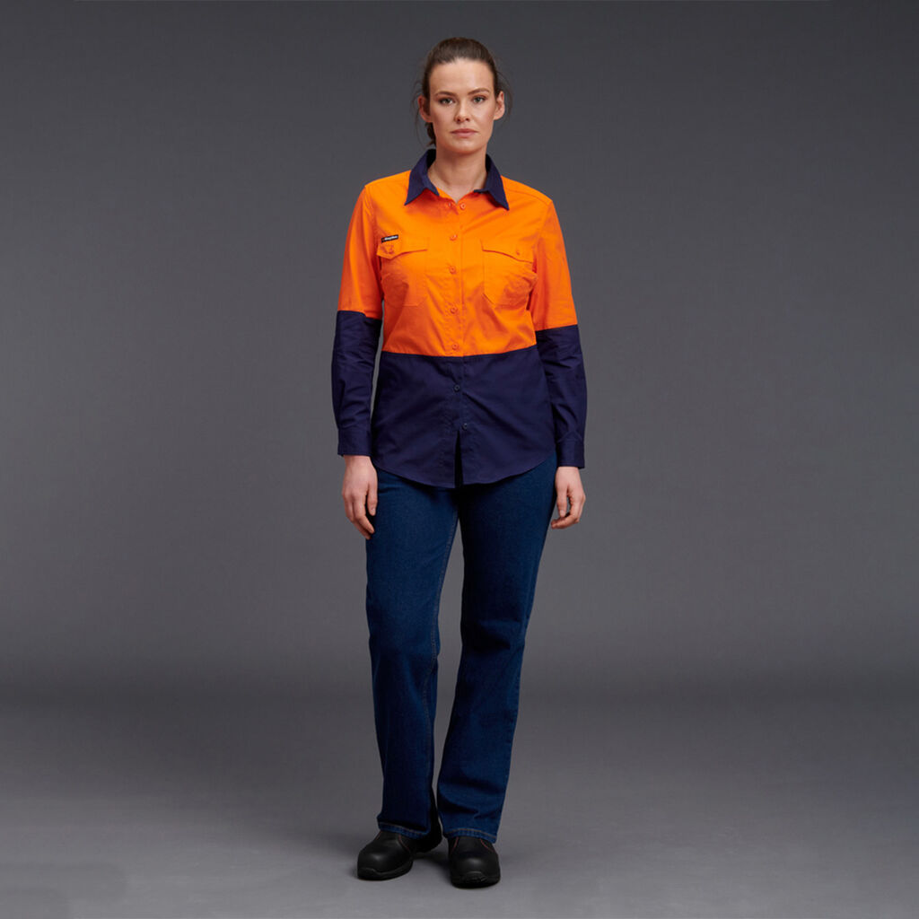 KingGee K44543 Ladies Workcool 2 Hi-vis Spliced Shirt L/S