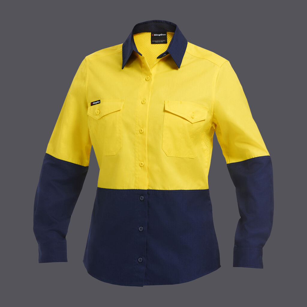 KingGee K44543 Ladies Workcool 2 Hi-vis Spliced Shirt L/S