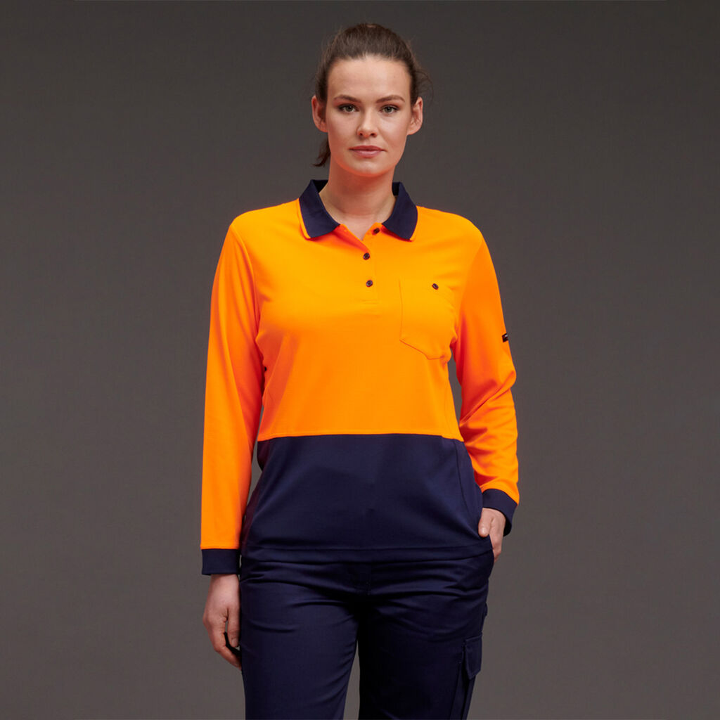 KingGee K44730 Workcool Hyperfreeze Hi-vis Spliced Polo L/S