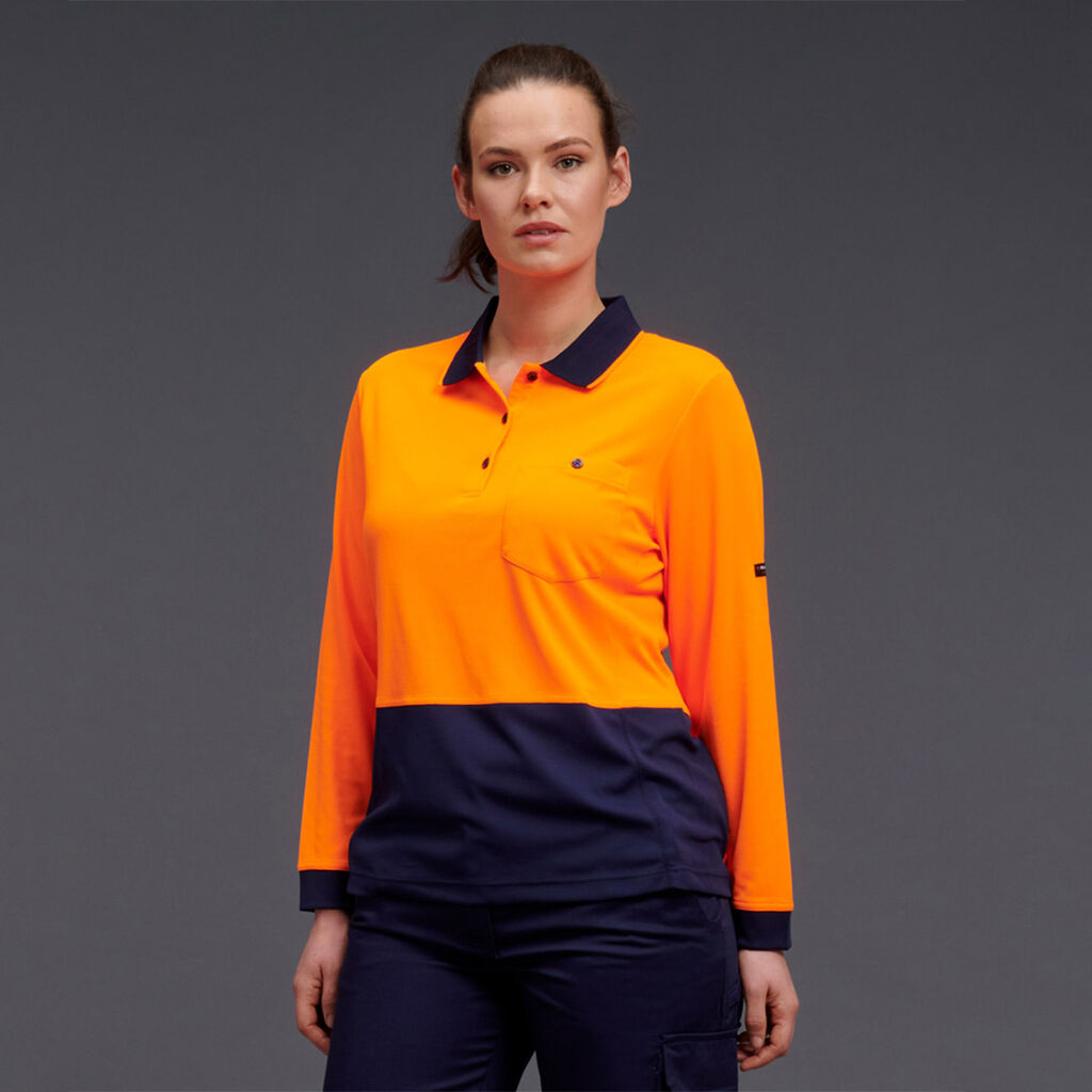 KingGee K44730 Workcool Hyperfreeze Hi-vis Spliced Polo L/S