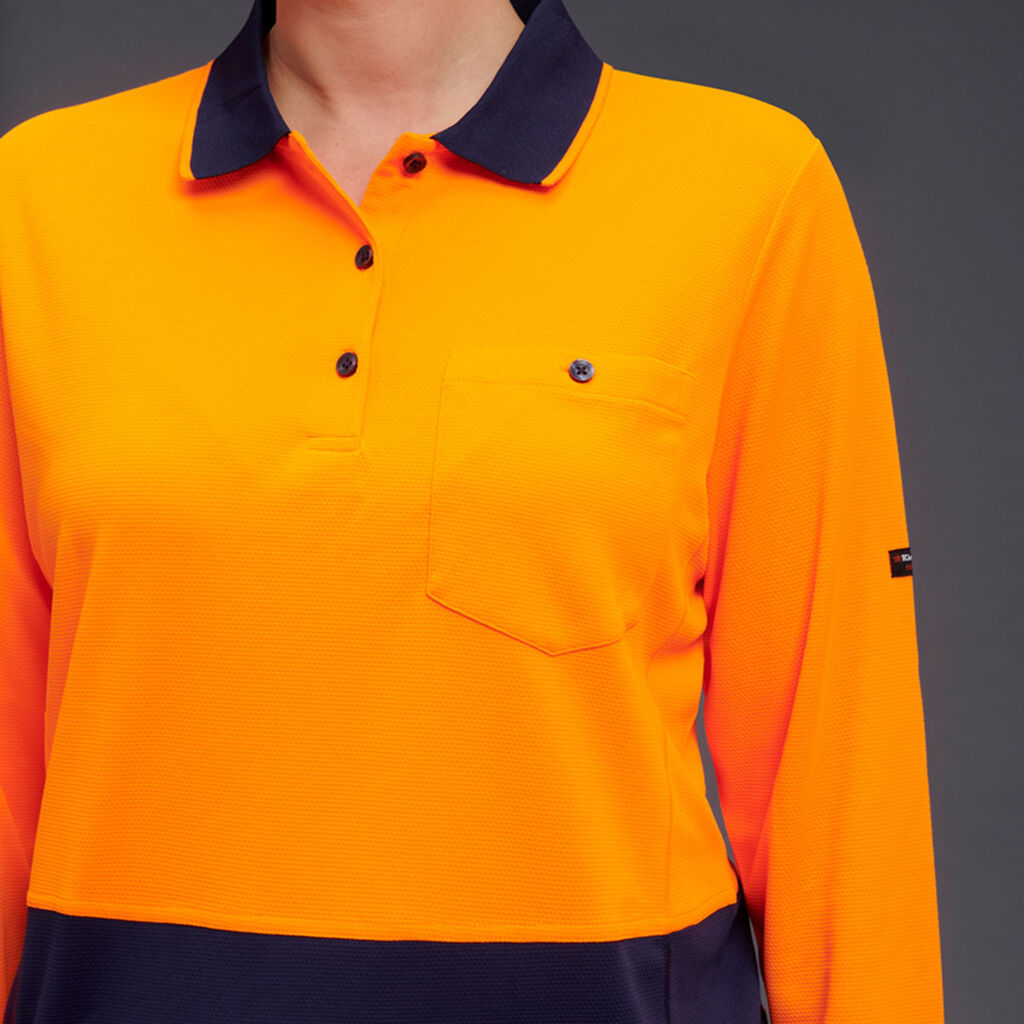 KingGee K44730 Workcool Hyperfreeze Hi-vis Spliced Polo L/S
