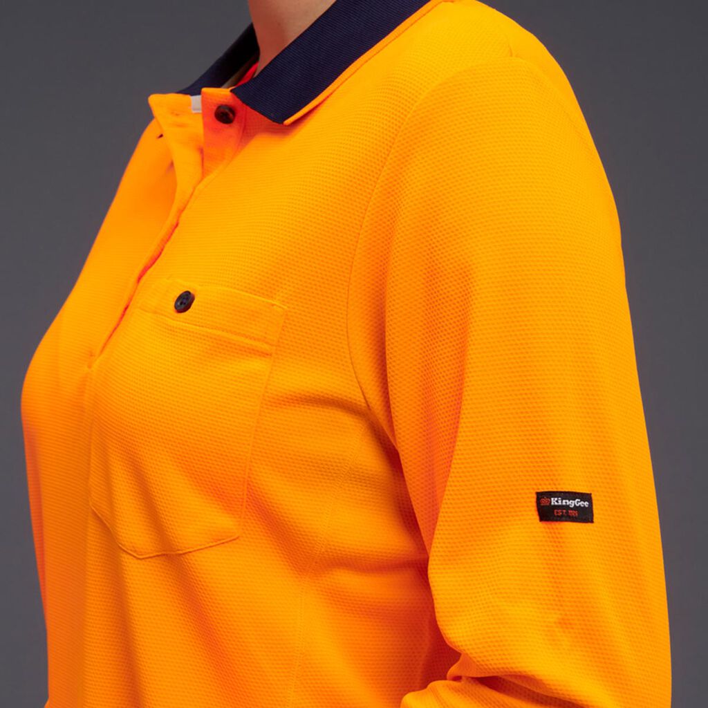KingGee K44730 Workcool Hyperfreeze Hi-vis Spliced Polo L/S