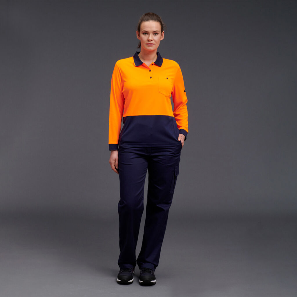 KingGee K44730 Workcool Hyperfreeze Hi-vis Spliced Polo L/S