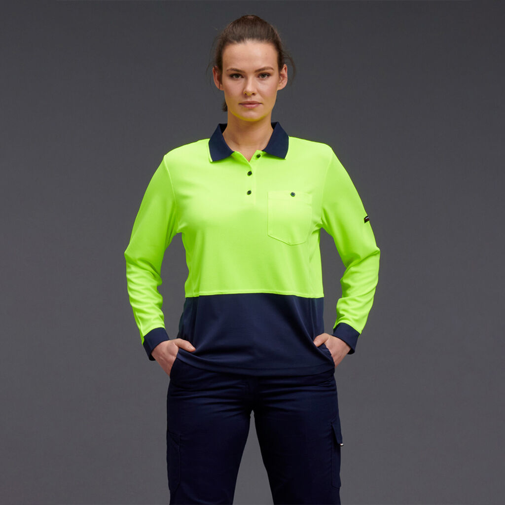KingGee K44730 Workcool Hyperfreeze Hi-vis Spliced Polo L/S