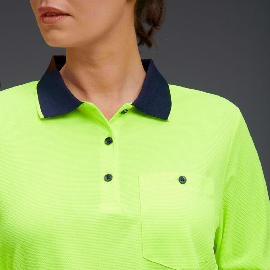 KingGee K44730 Workcool Hyperfreeze Hi-vis Spliced Polo L/S
