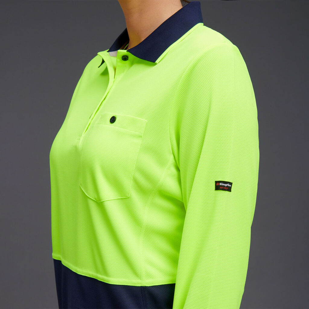 KingGee K44730 Workcool Hyperfreeze Hi-vis Spliced Polo L/S