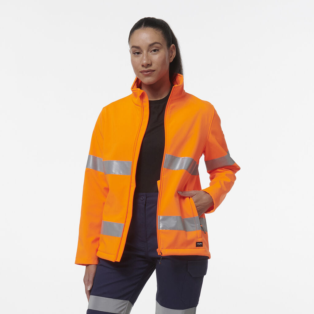 KingGee K45007 Women's Reflective Soft Shell Jacket-Orange
