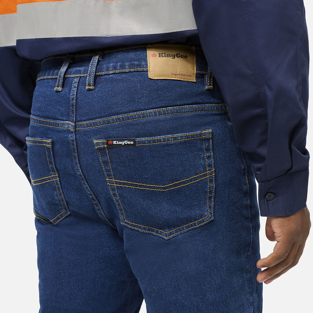 KingGee K53008 Originals Stretch Denim Work Jeans Bio Motion-Stonewash