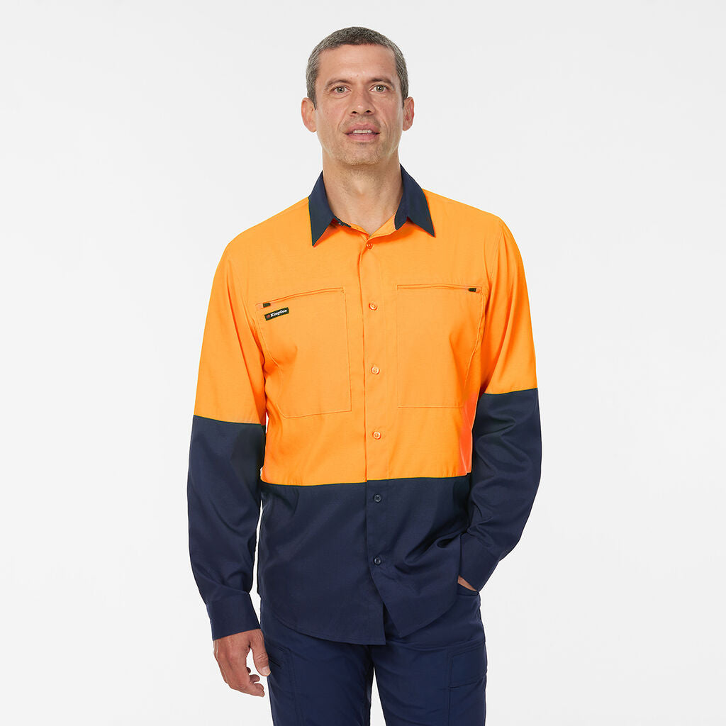 KingGee K54036 DryCool Hi Vis Spliced Shirt Long Sleeve Shirt