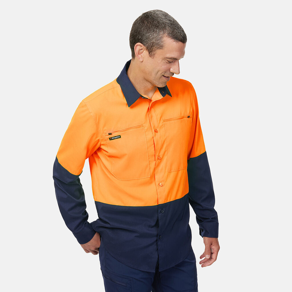 KingGee K54036 DryCool Hi Vis Spliced Shirt Long Sleeve Shirt