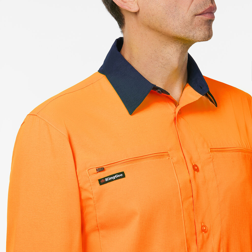 KingGee K54036 DryCool Hi Vis Spliced Shirt Long Sleeve Shirt