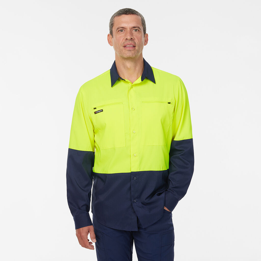 KingGee K54036 DryCool Hi Vis Spliced Shirt Long Sleeve Shirt