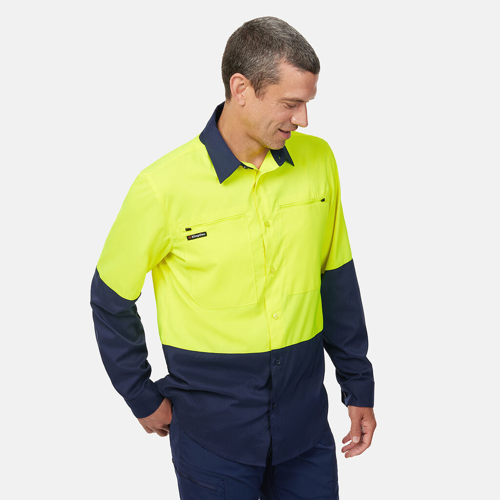 KingGee K54036 DryCool Hi Vis Spliced Shirt Long Sleeve Shirt