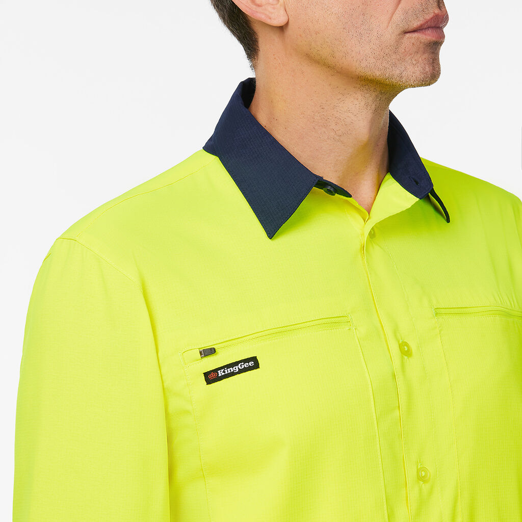 KingGee K54036 DryCool Hi Vis Spliced Shirt Long Sleeve Shirt