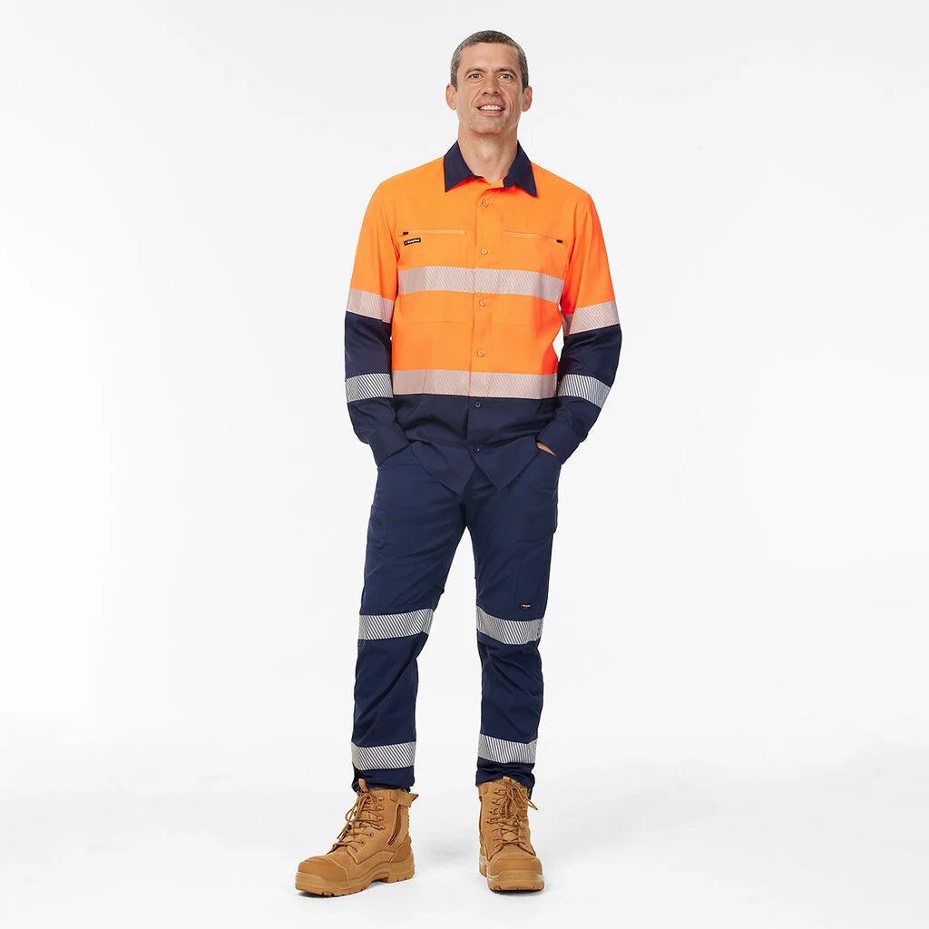 KingGee K54037 Dry Cool Hi Vis Spliced Taped Shirt Long Sleeve Shirt