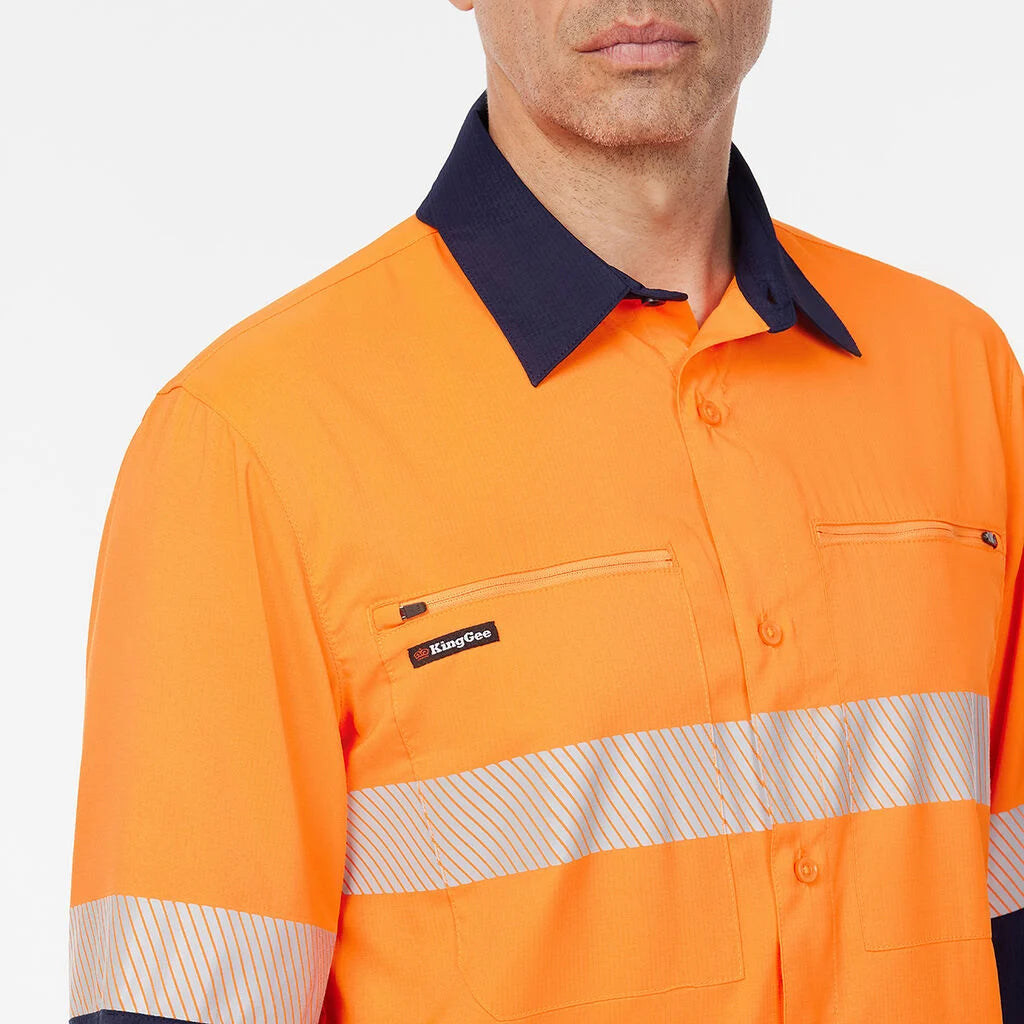 KingGee K54037 Dry Cool Hi Vis Spliced Taped Shirt Long Sleeve Shirt