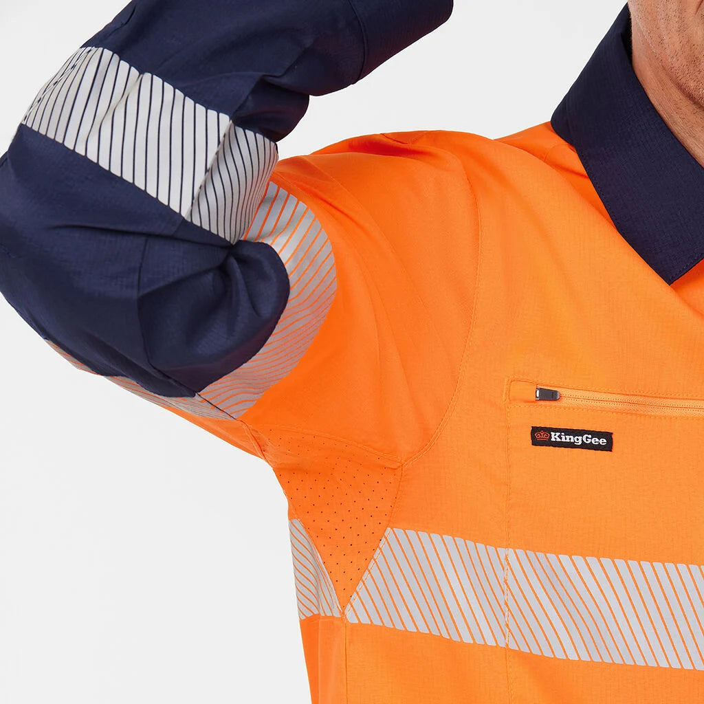 KingGee K54037 Dry Cool Hi Vis Spliced Taped Shirt Long Sleeve Shirt