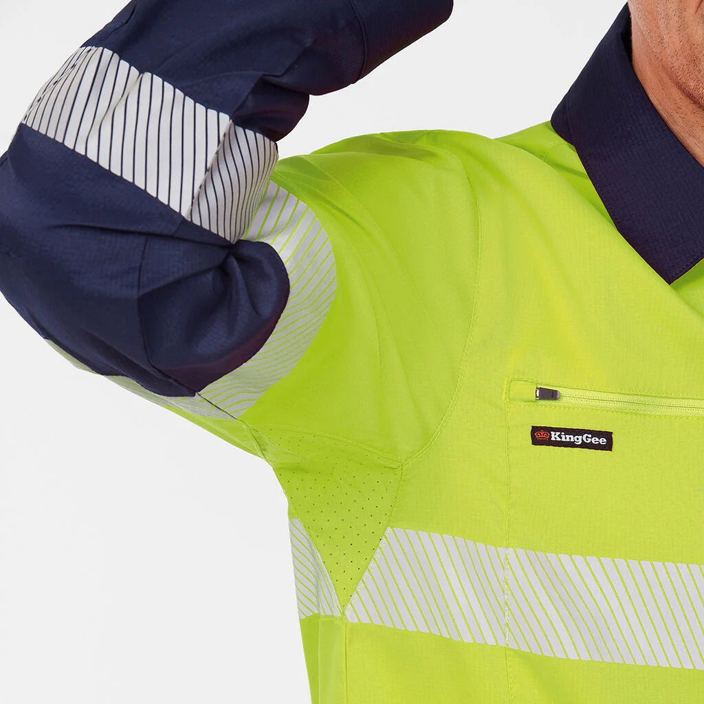 KingGee K54037 Dry Cool Hi Vis Spliced Taped Shirt Long Sleeve Shirt