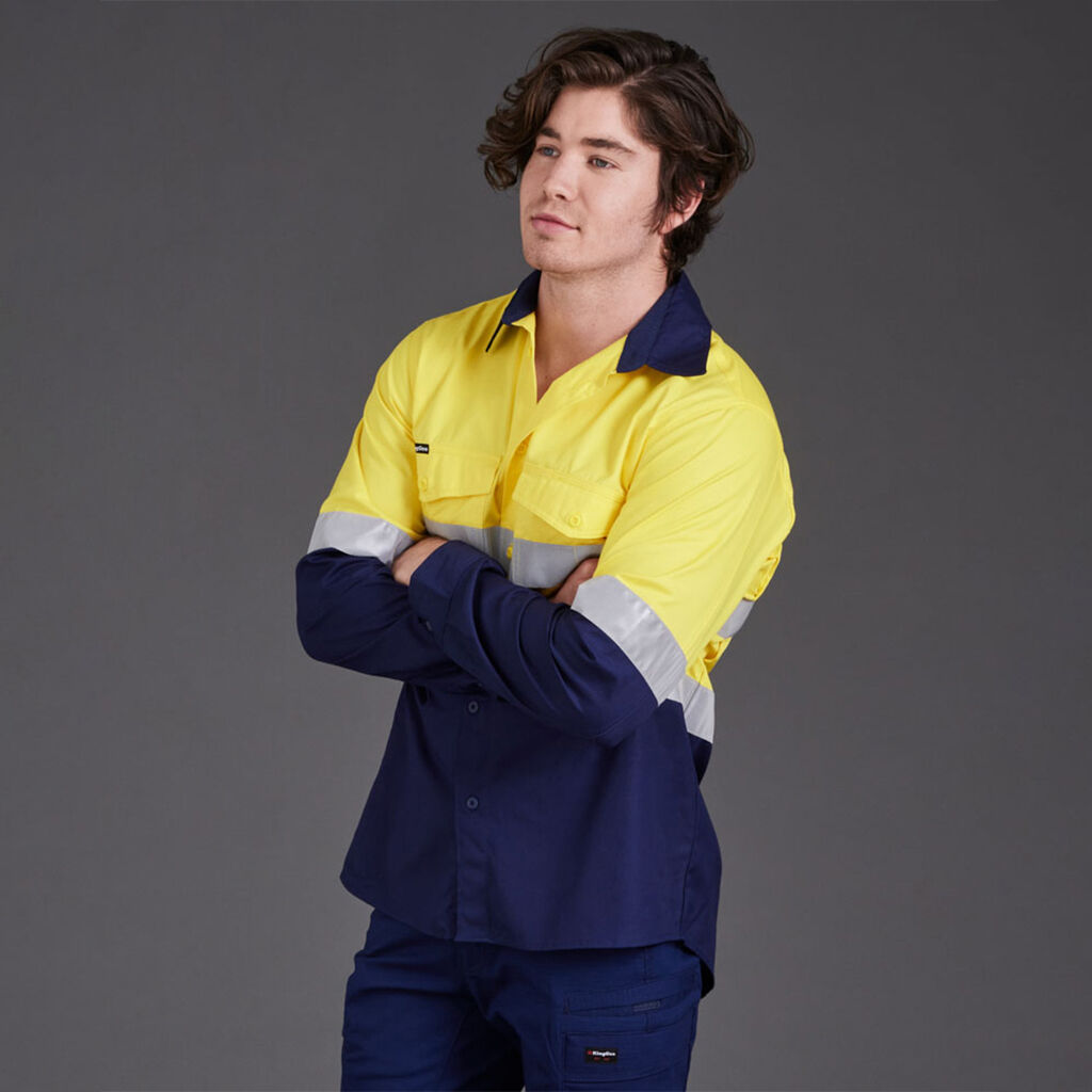KingGee K54880 Workcool 2 Hi-vis Reflective Spliced Shirt L/S