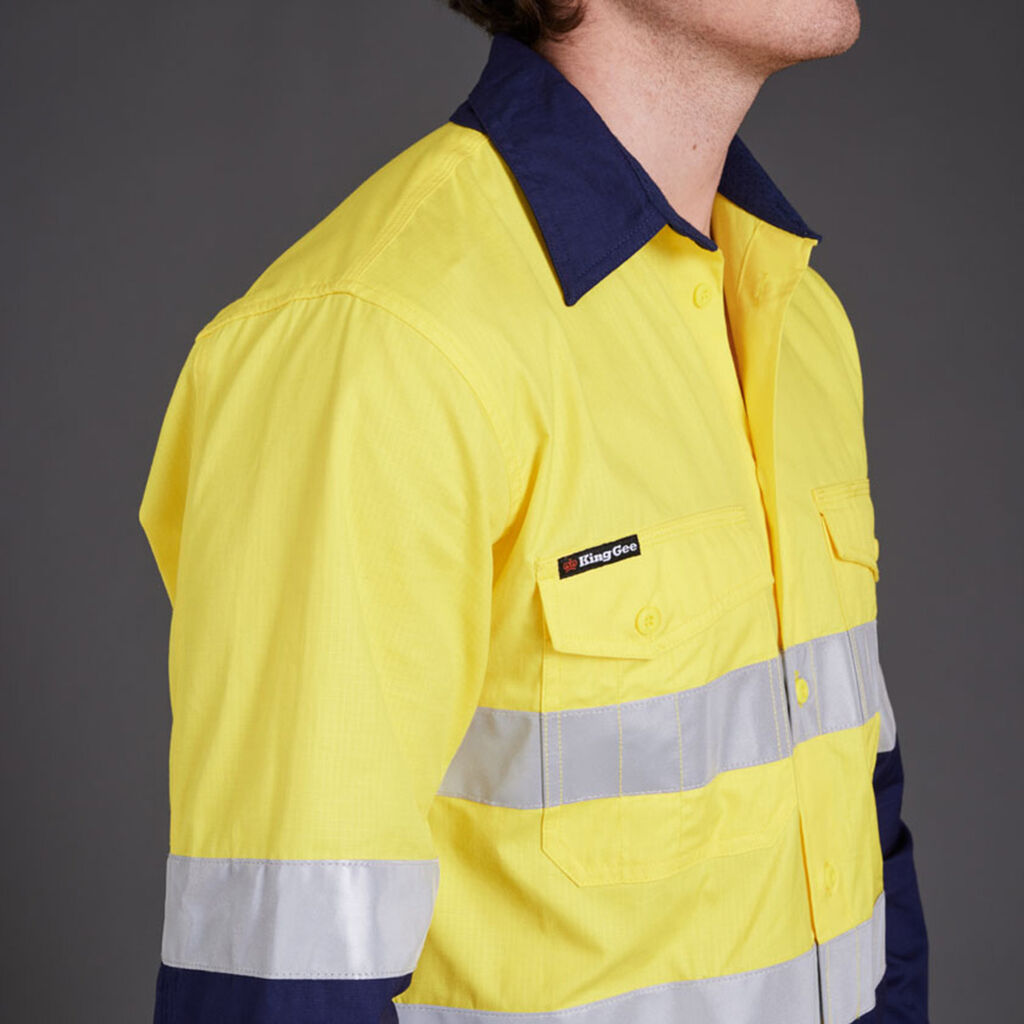 KingGee K54880 Workcool 2 Hi-vis Reflective Spliced Shirt L/S