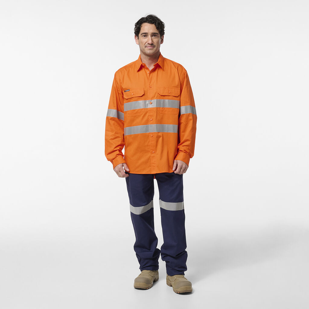 KingGee K54932 Originals Hi Vis Vented Taped Long Sleeve Shirt-Orange