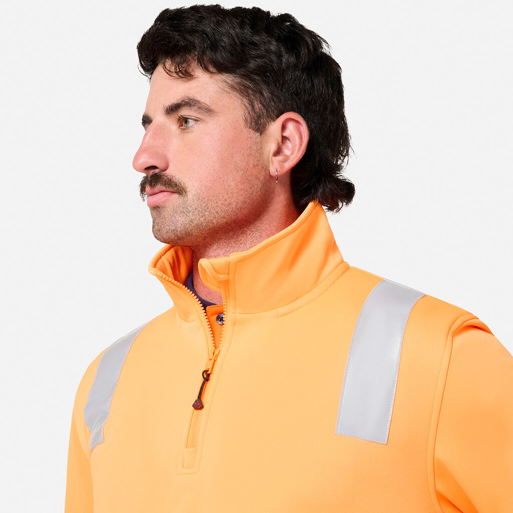 KingGee K55022 Originals Hi Vis VIC Rail 1/4 Taped Pullover-Orange