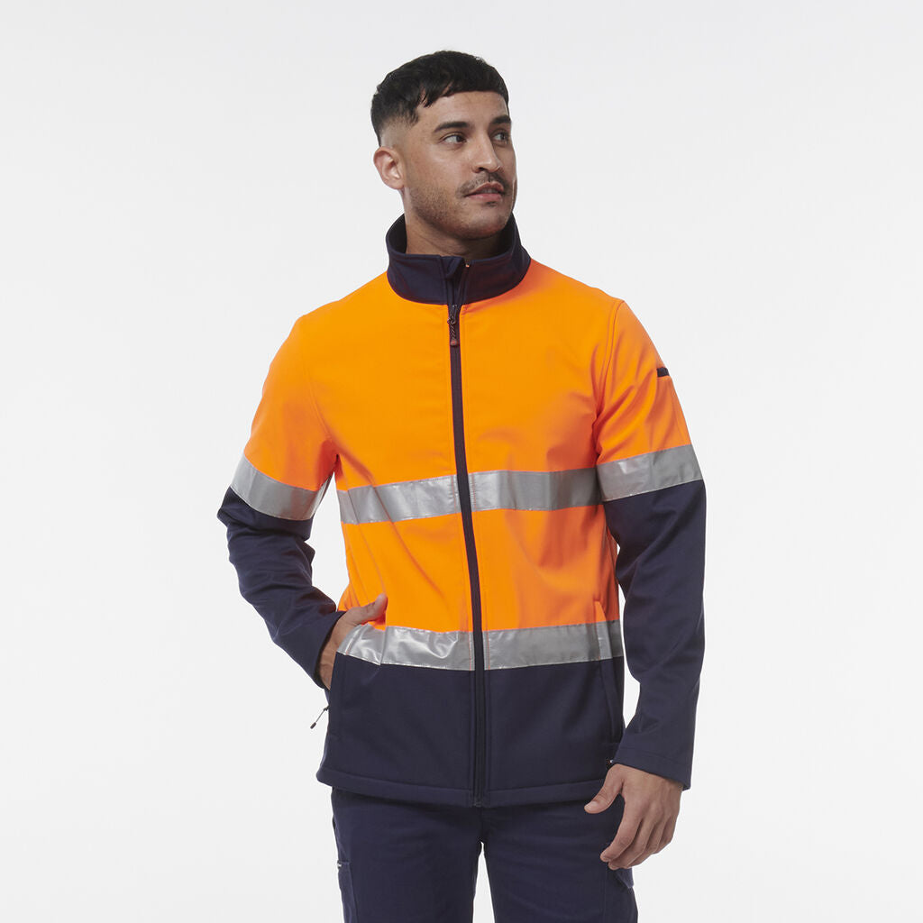 KingGee K55034 Reflective Spliced Softshell Jacket-Orange/Navy