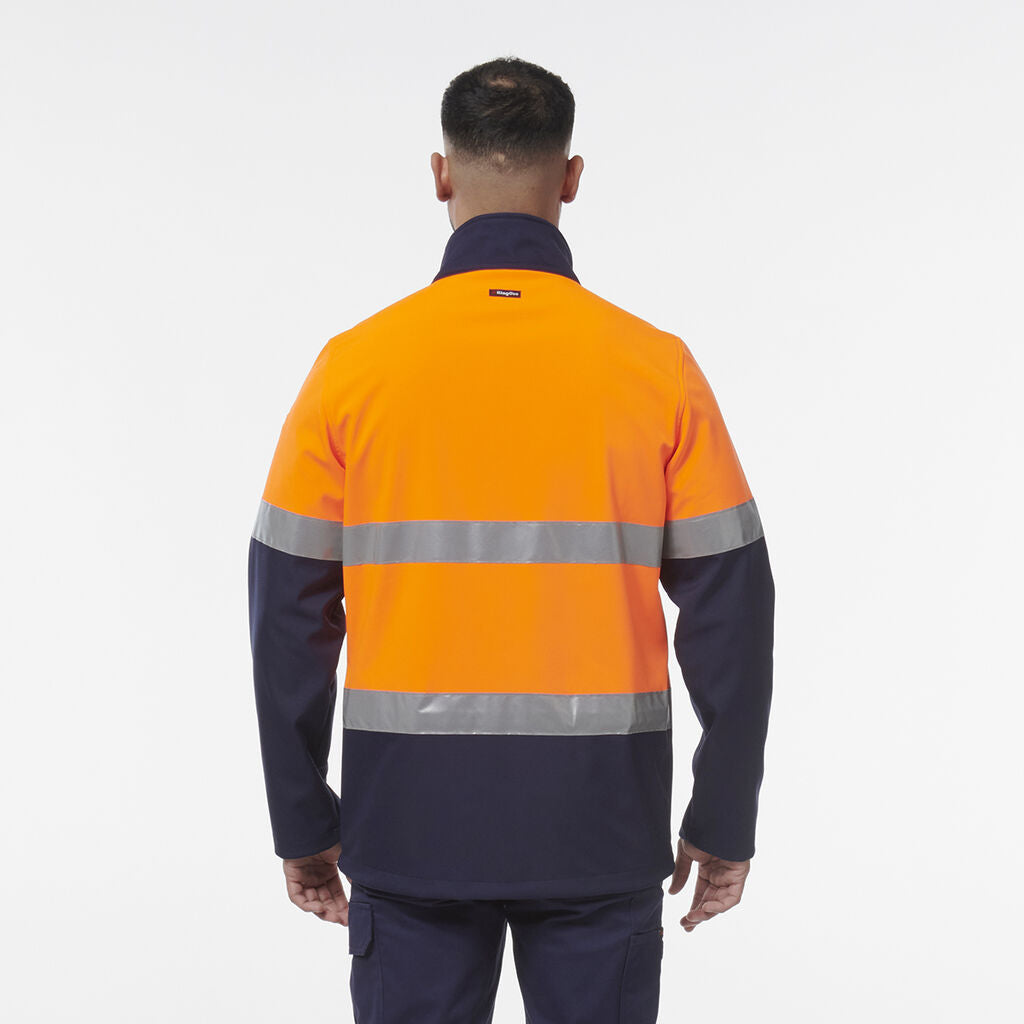 KingGee K55034 Reflective Spliced Softshell Jacket-Orange/Navy