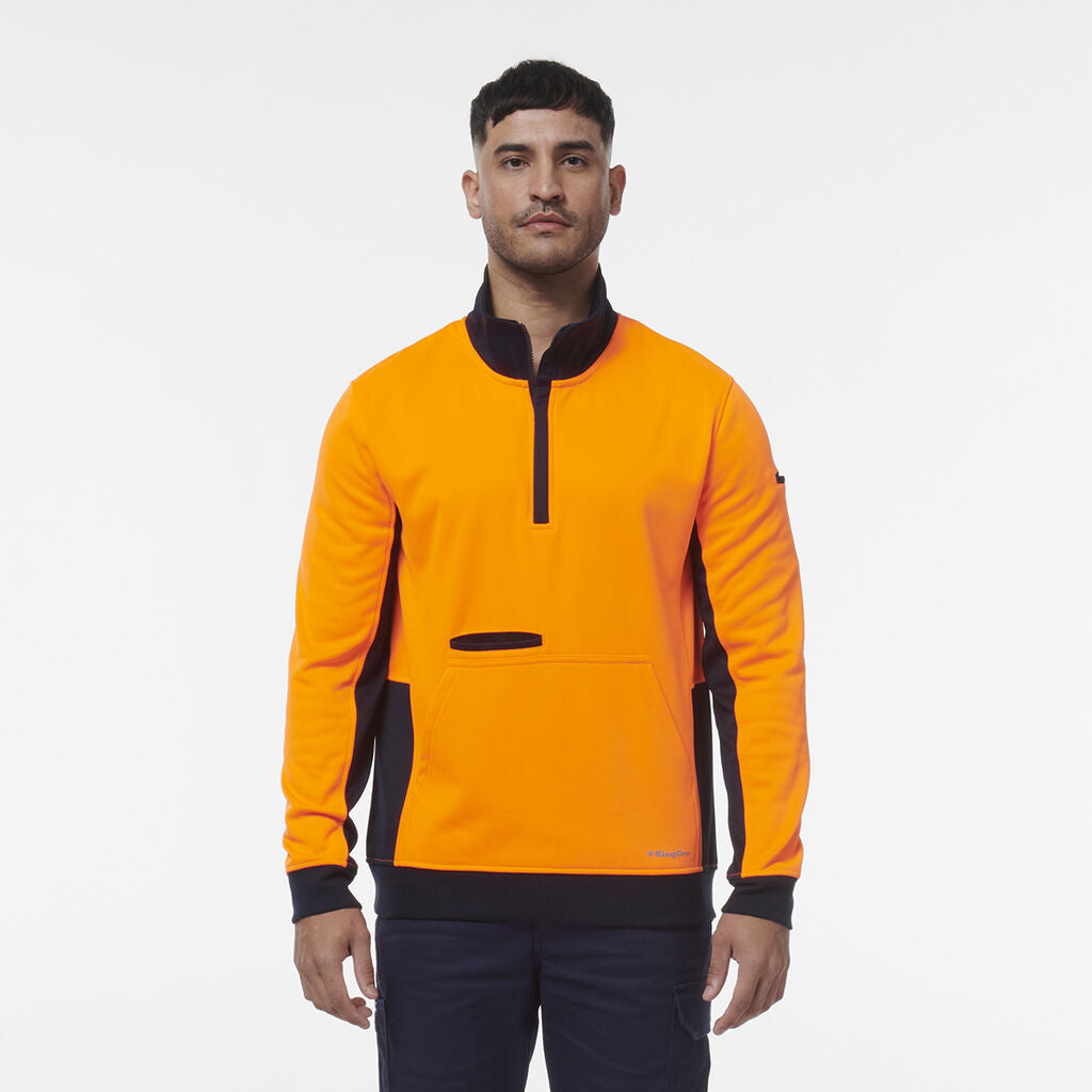 KingGee K55047 Hi-vis Spliced 1/4 Zip Fleece