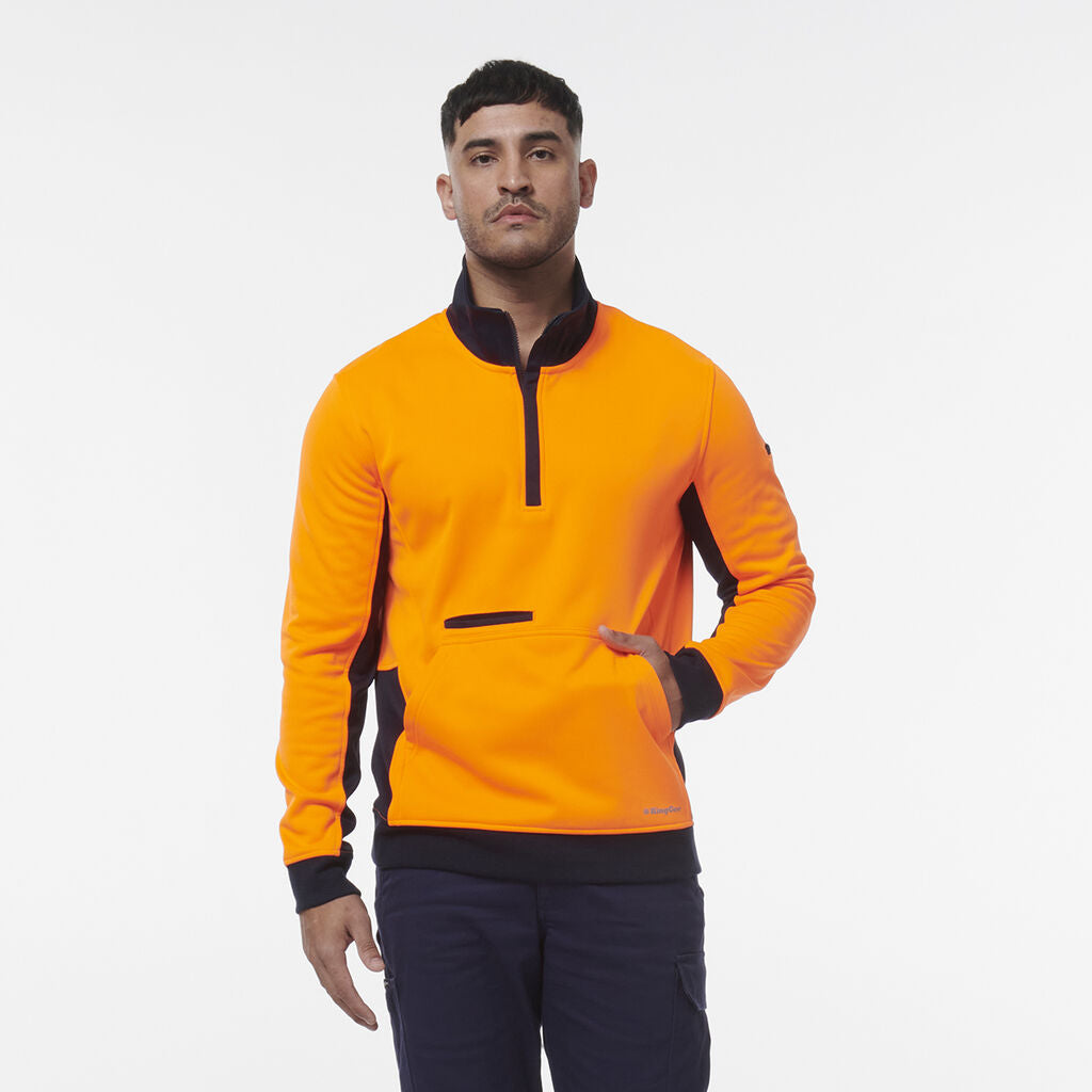 KingGee K55047 Hi-vis Spliced 1/4 Zip Fleece