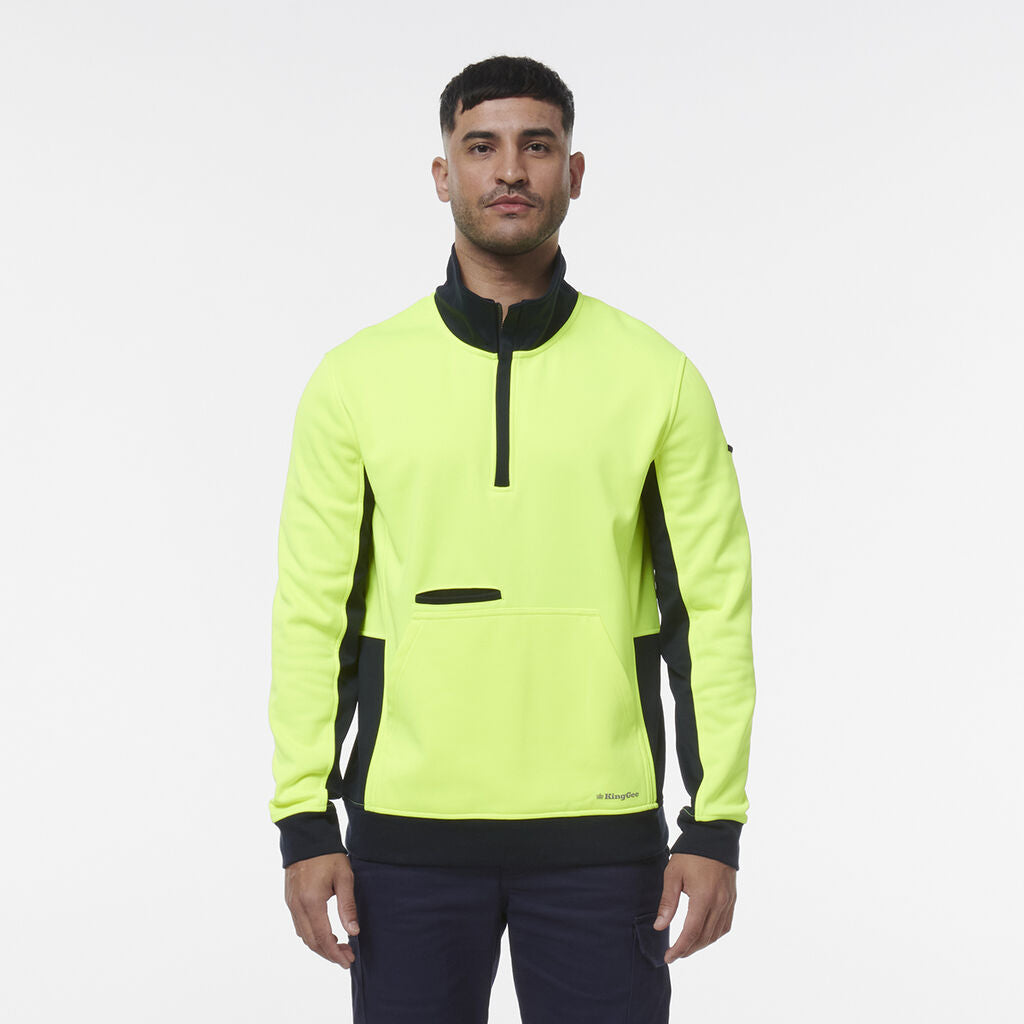 KingGee K55047 Hi-vis Spliced 1/4 Zip Fleece
