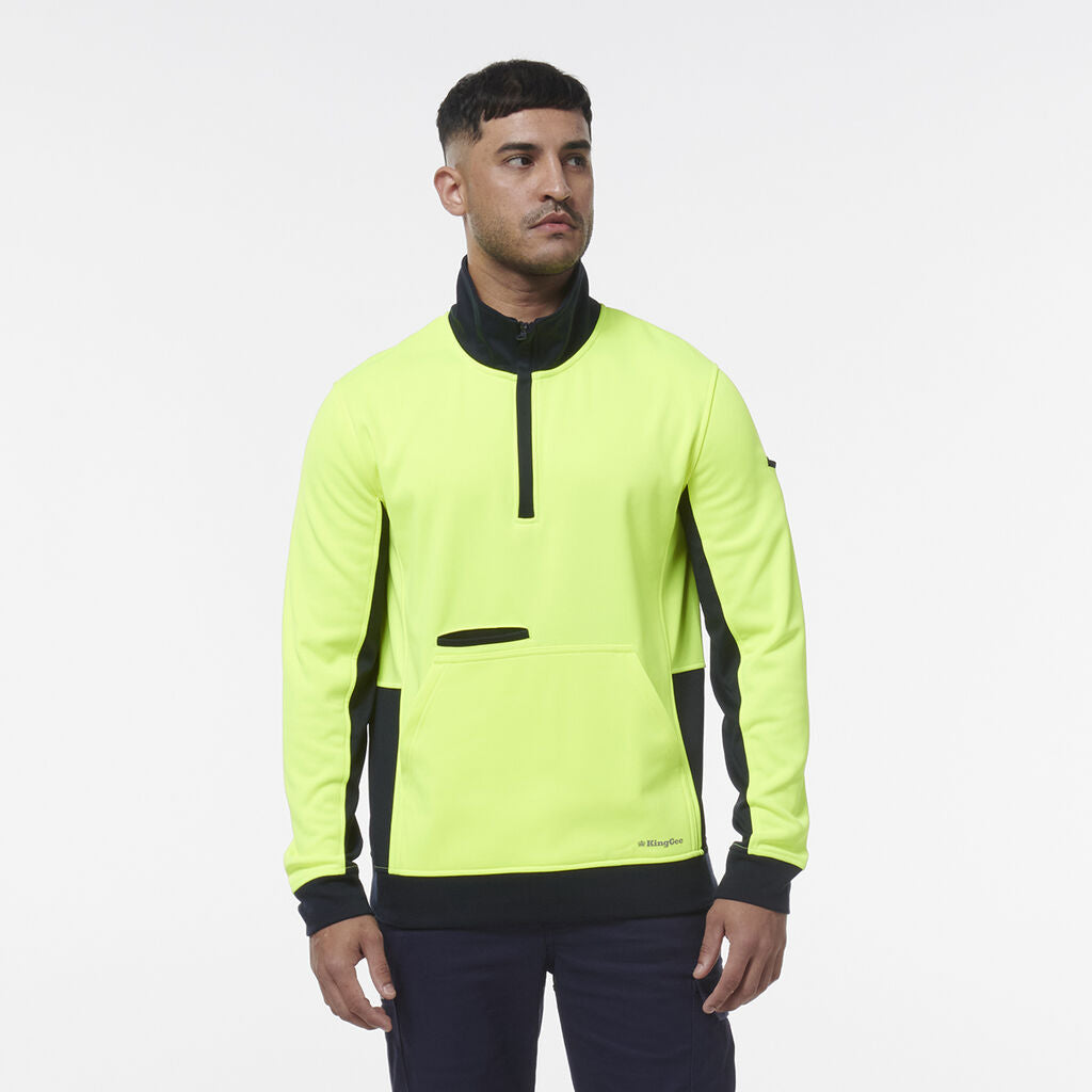 KingGee K55047 Hi-vis Spliced 1/4 Zip Fleece