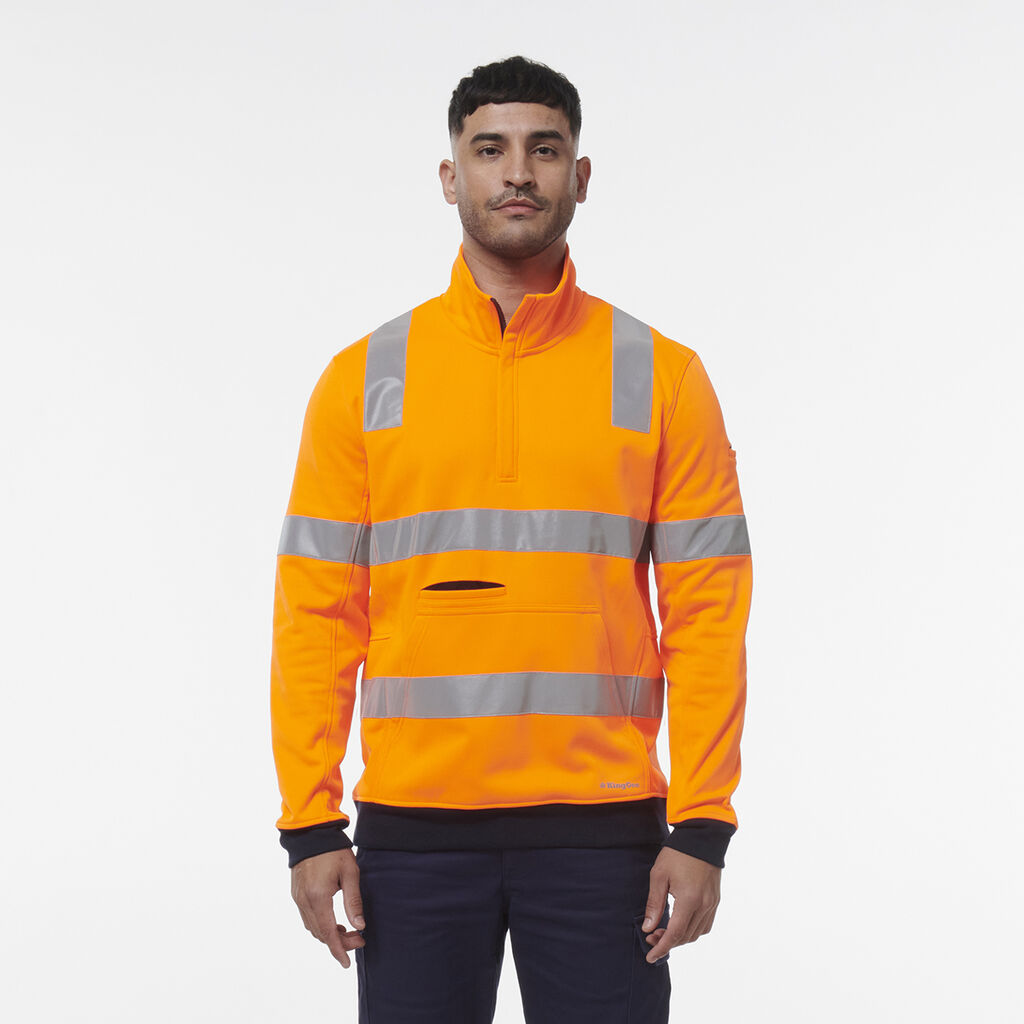 KingGee K55057 Reflective 1/4 Zip Fleece X Back-Orange