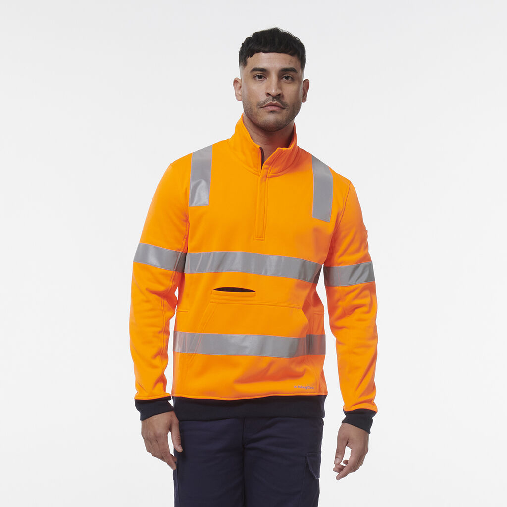 KingGee K55057 Reflective 1/4 Zip Fleece X Back-Orange