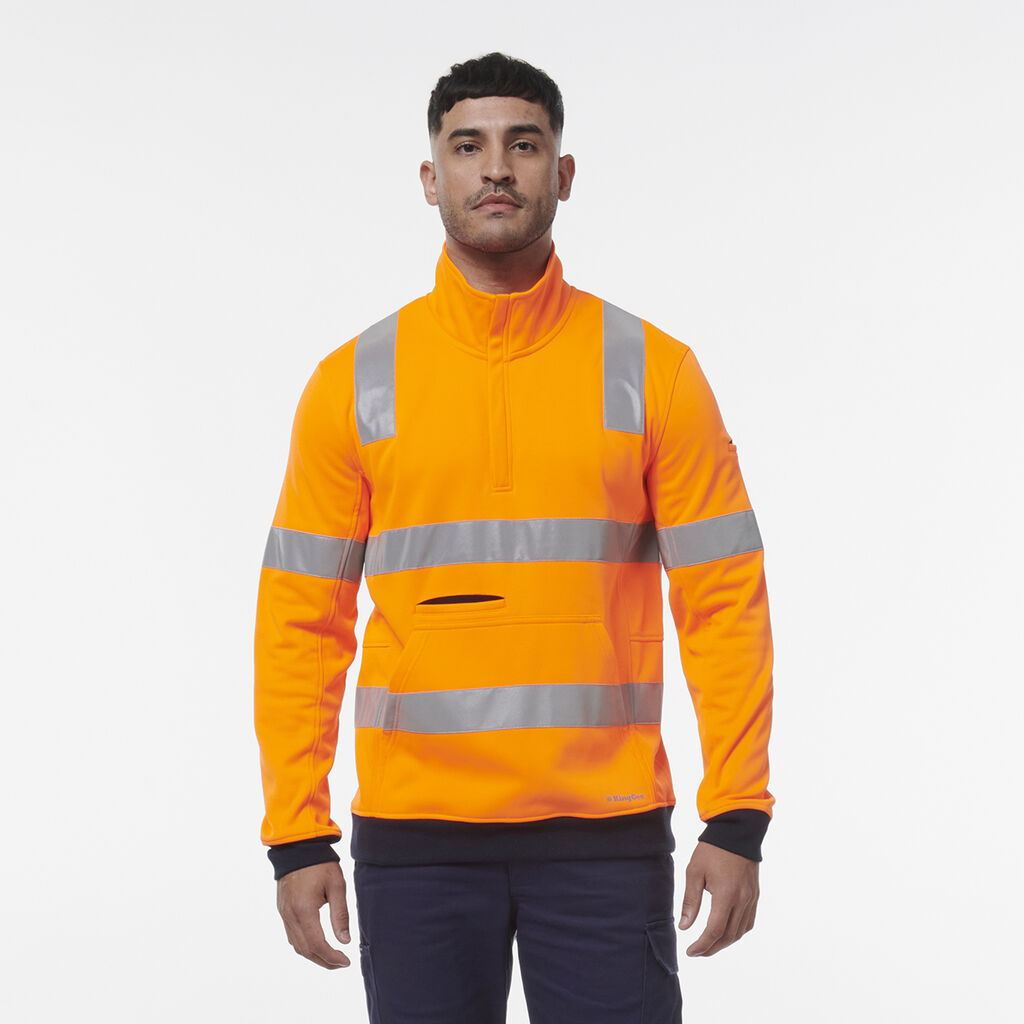 KingGee K55057 Reflective 1/4 Zip Fleece X Back-Orange