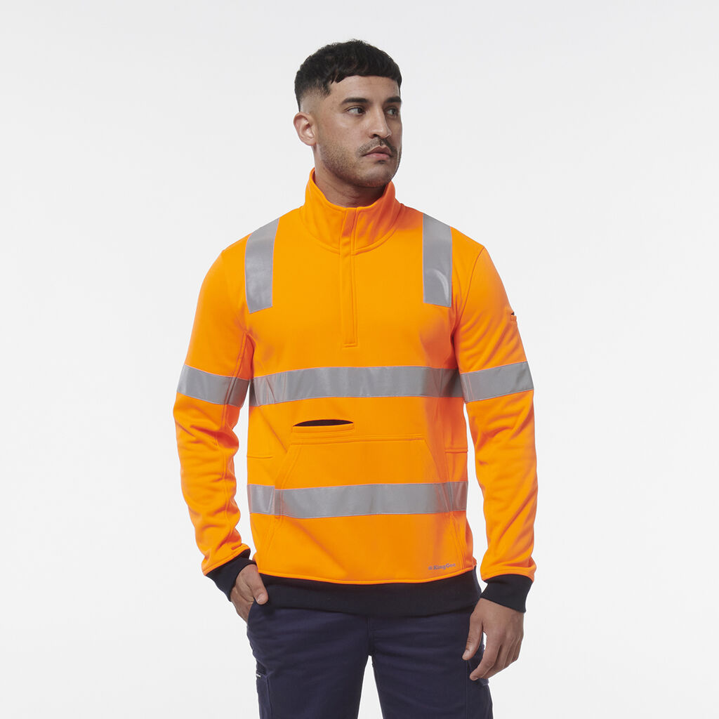 KingGee K55057 Reflective 1/4 Zip Fleece X Back-Orange