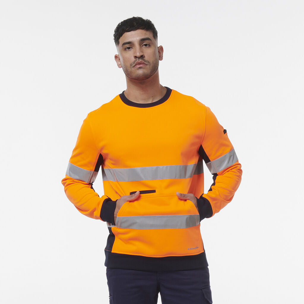 KingGee K55058 Reflective Spliced Crew Neck Fleece