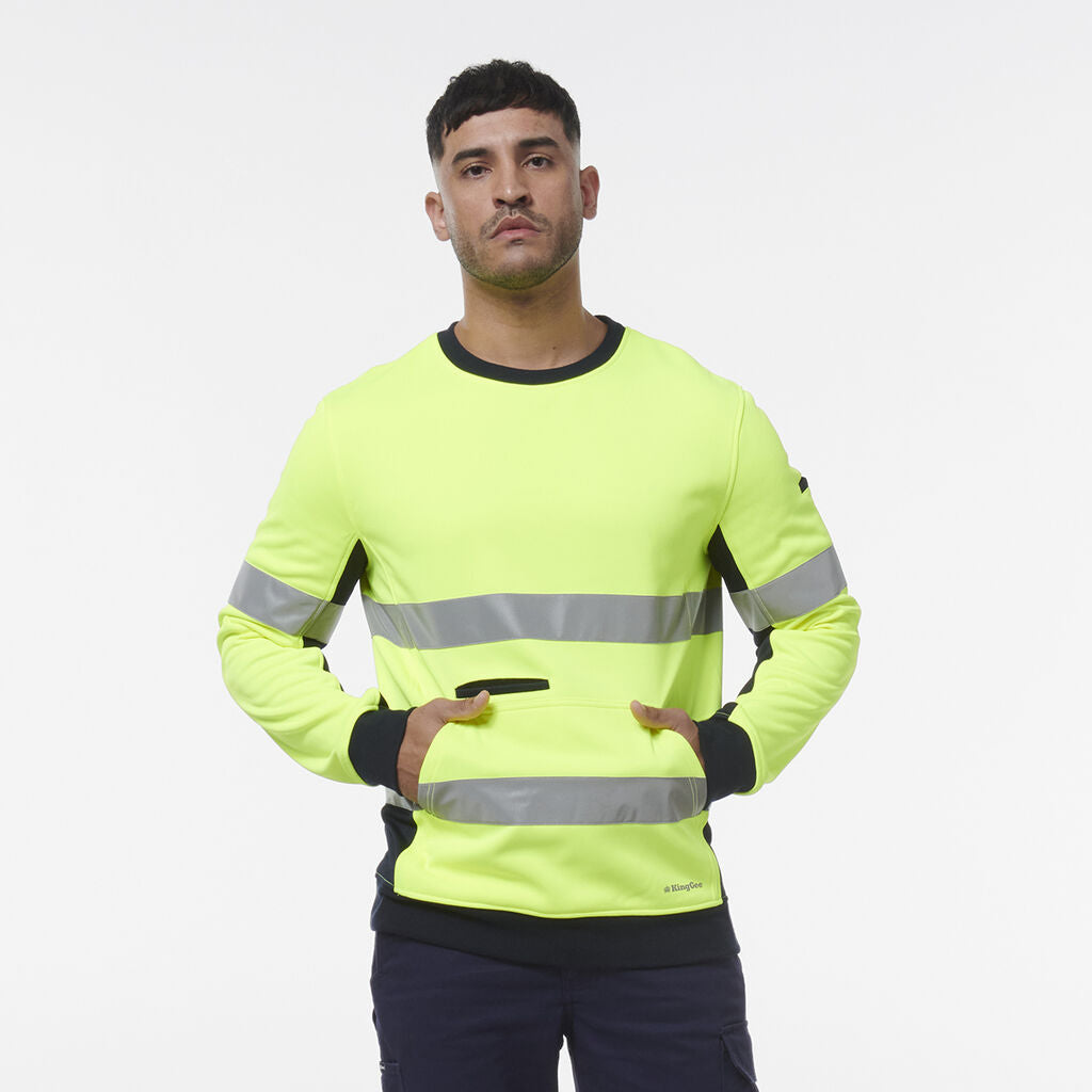 KingGee K55058 Reflective Spliced Crew Neck Fleece