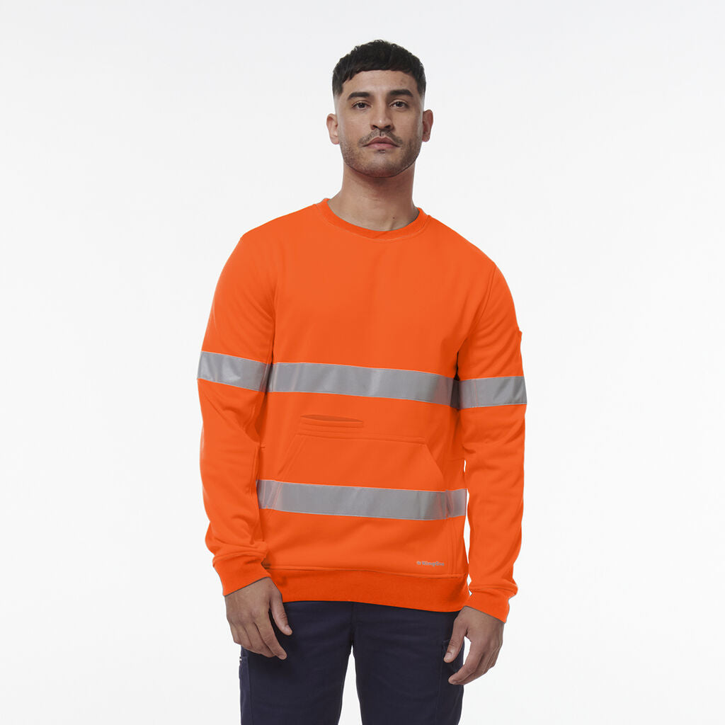 KingGee K55059 Reflective Crew Neck Fleece-Orange