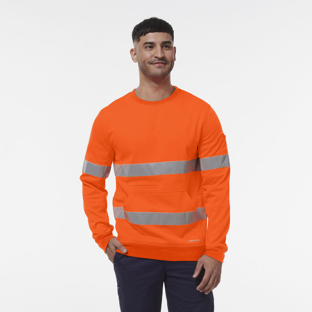 KingGee K55059 Reflective Crew Neck Fleece-Orange