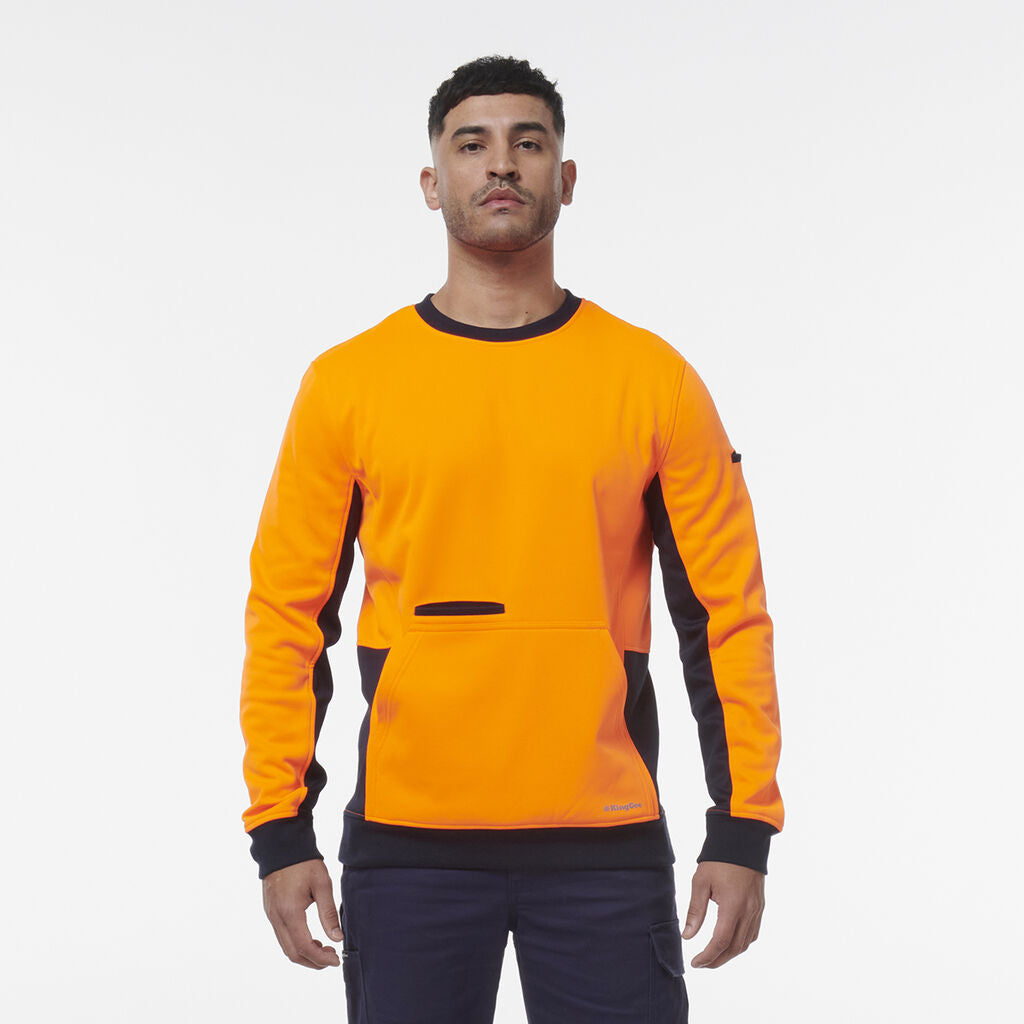 KingGee K55062 Hi Vis Spliced Crew Neck Fleece