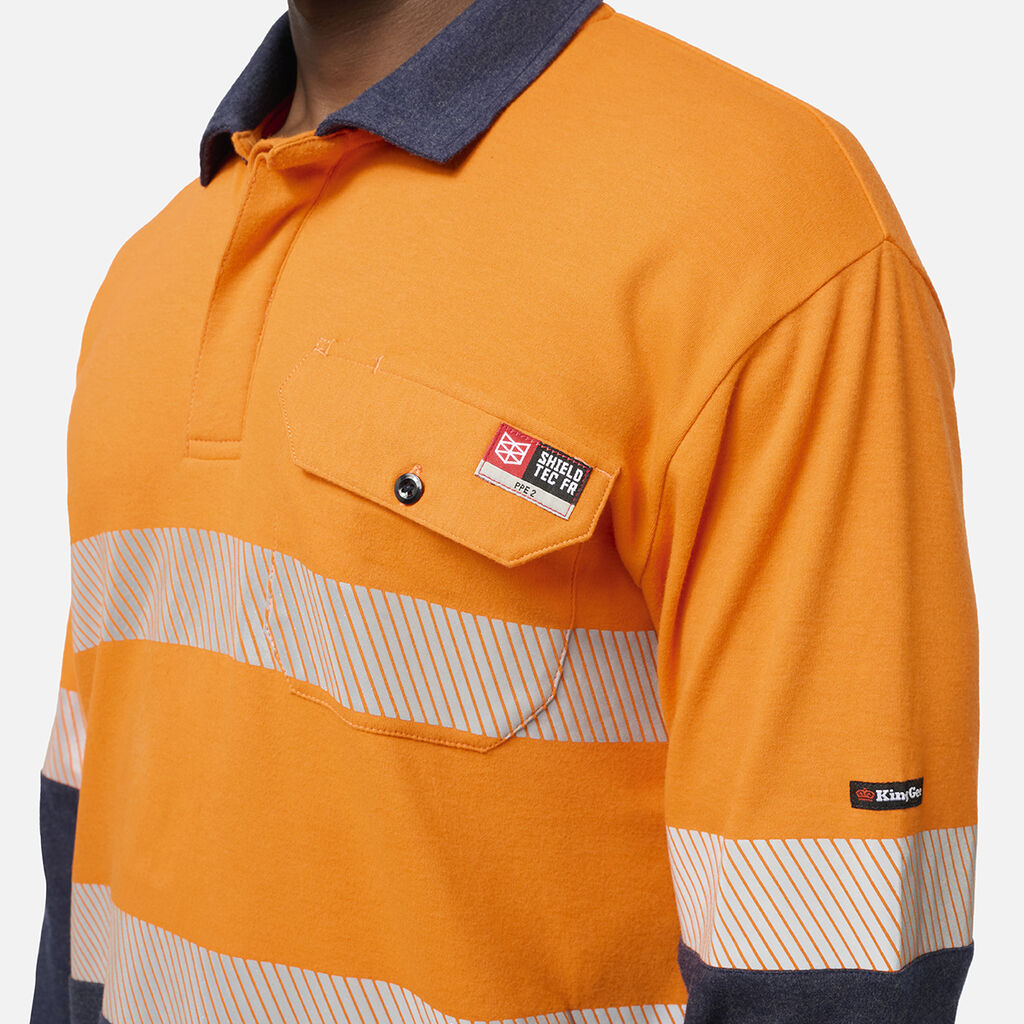 KingGee K84008 Shield Tec Fr Hi-vis Spliced Polo With Fr Tape